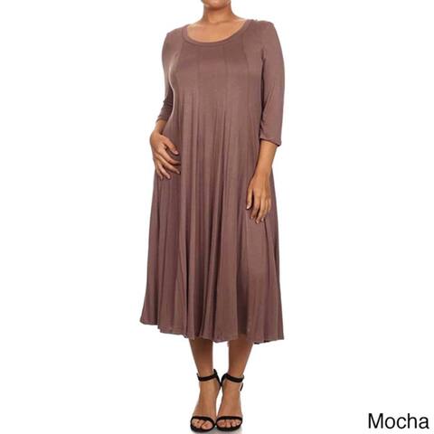 Moa Collection Women's Plus Size A-Line Midi Dress