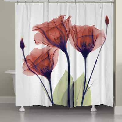 Laural Home X-Ray Gentian Red Flower Shower Curtain