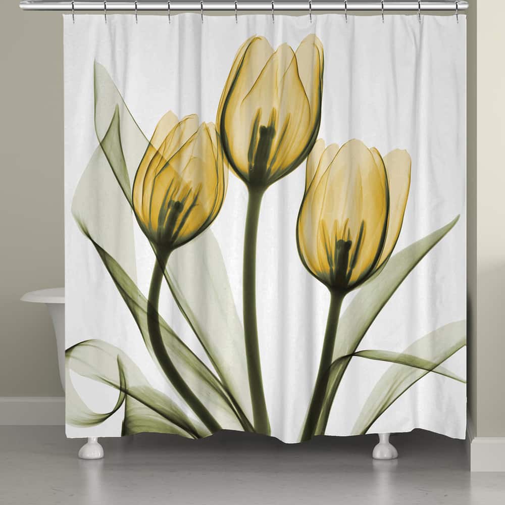 Laural Home Golden X-Ray Tulips Shower Curtain 71x72