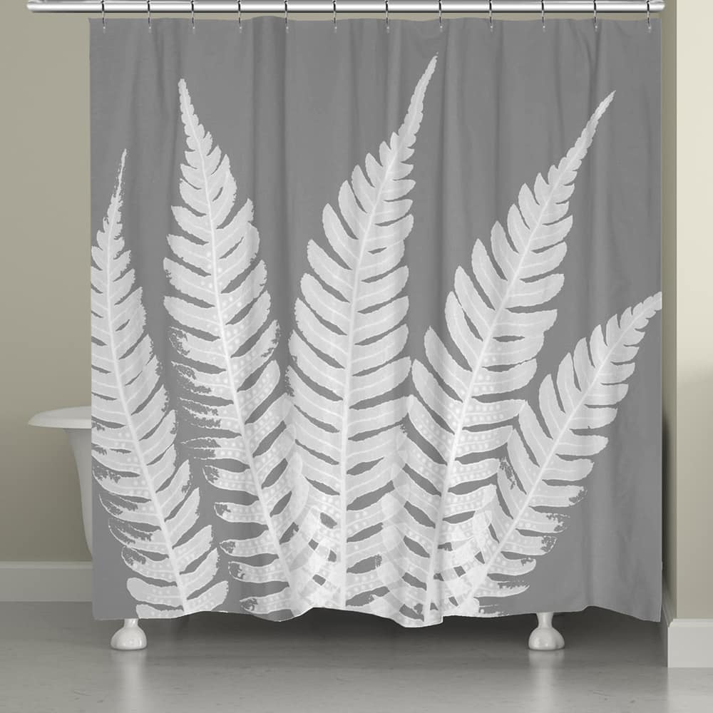 Laural Home X-Ray Leaves on Grey Shower Curtain