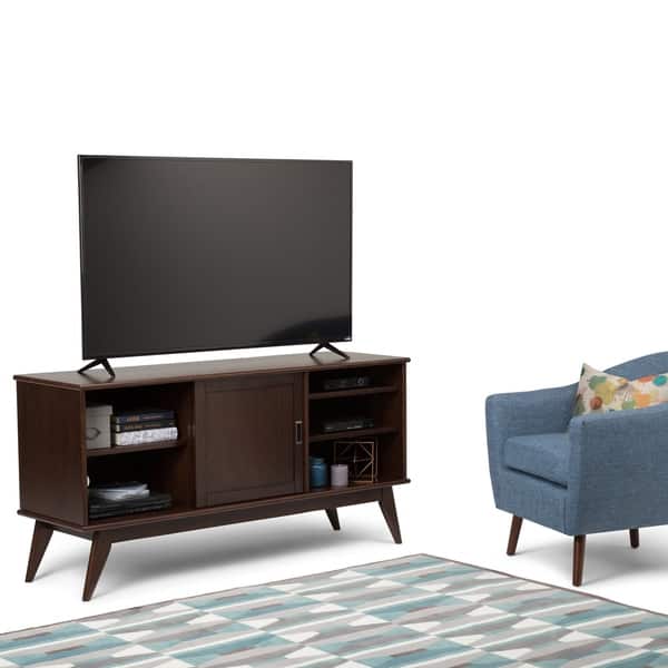 Wyndenhall Tierney Solid Hardwood 60 Inch Wide Mid Century Wyndenhall Tierney Solid Hardwood 60 Inch Wide Mid Century Modern Tv Media Stand In Medium Auburn Brown For Tvs Up To 65 Inches