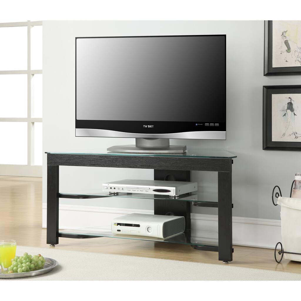 Convenience Concepts Designs2Go Wood and Glass Black TV Stand