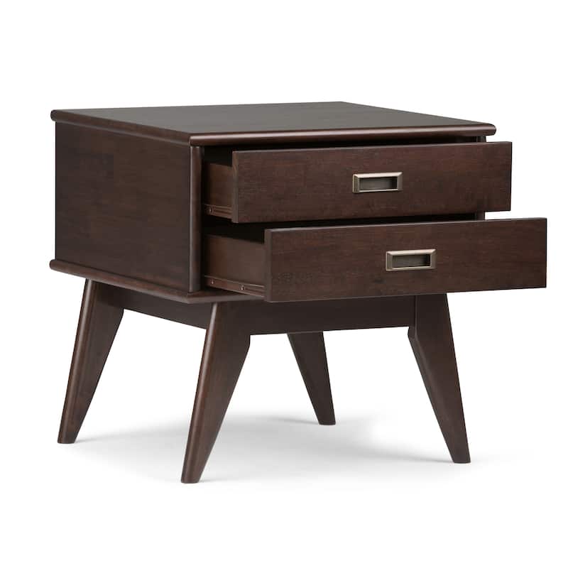 WYNDENHALL Tierney SOLID HARDWOOD 22 inch Wide Rectangle Mid Century Modern End Side Table - 22 W x 20 D x 22 H