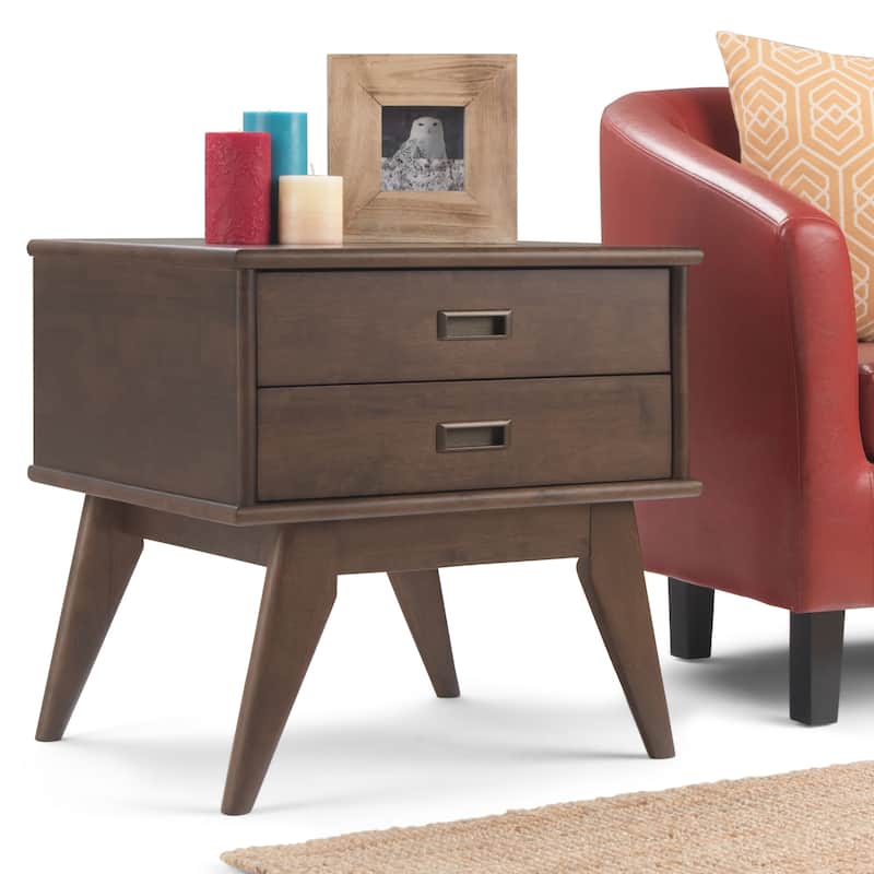 WYNDENHALL Tierney SOLID HARDWOOD 22 inch Wide Rectangle Mid Century Modern End Side Table - 22 W x 20 D x 22 H