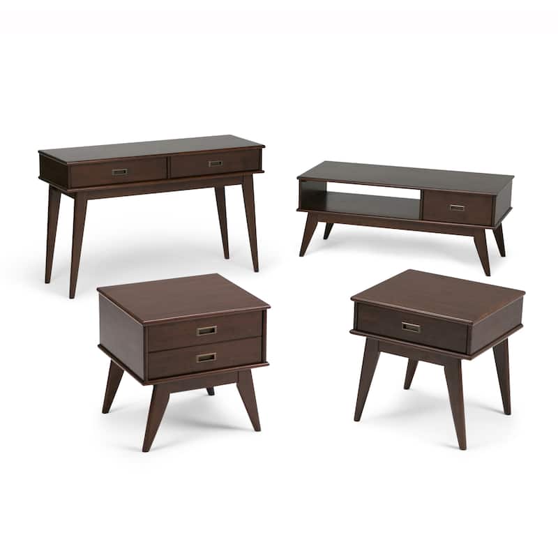 WYNDENHALL Tierney SOLID HARDWOOD 22 inch Wide Rectangle Mid Century Modern End Side Table - 22 W x 20 D x 22 H
