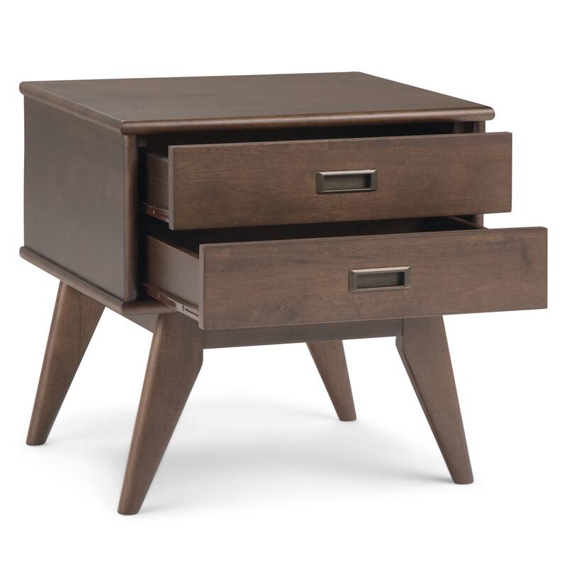 WYNDENHALL Tierney SOLID HARDWOOD 22 inch Wide Rectangle Mid Century Modern End Side Table - 22 W x 20 D x 22 H