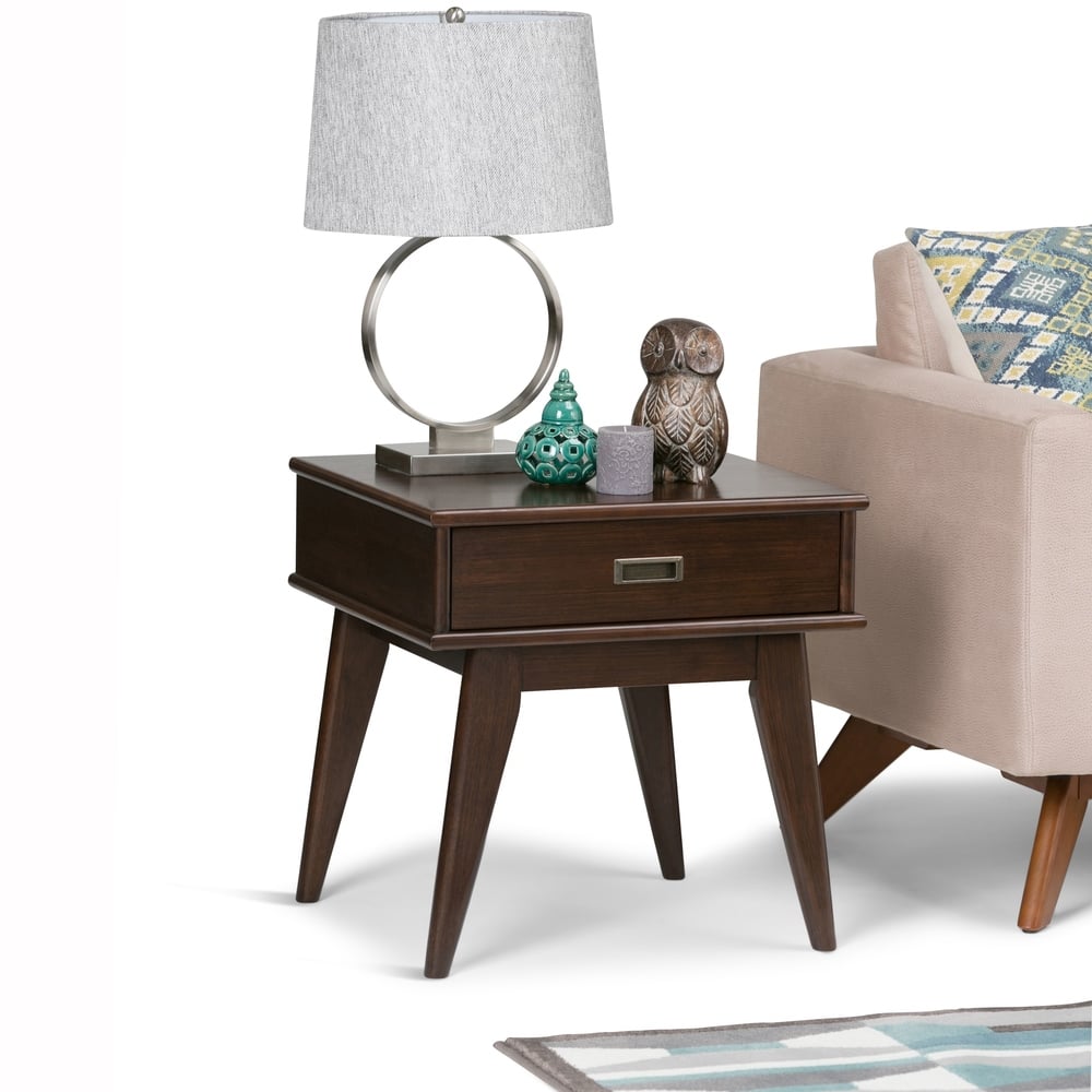 WYNDENHALL Tierney SOLID HARDWOOD 22 inch Wide Rectangle Mid Century Modern End Table - 22 W x 20 D x 22 H