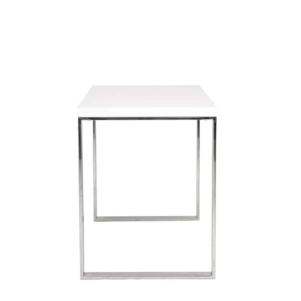 Shop Dillon Desk White Lacquer Polished Stainless Steel Free