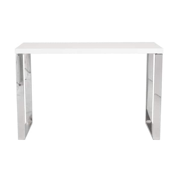 Shop Dillon Desk White Lacquer Polished Stainless Steel Free