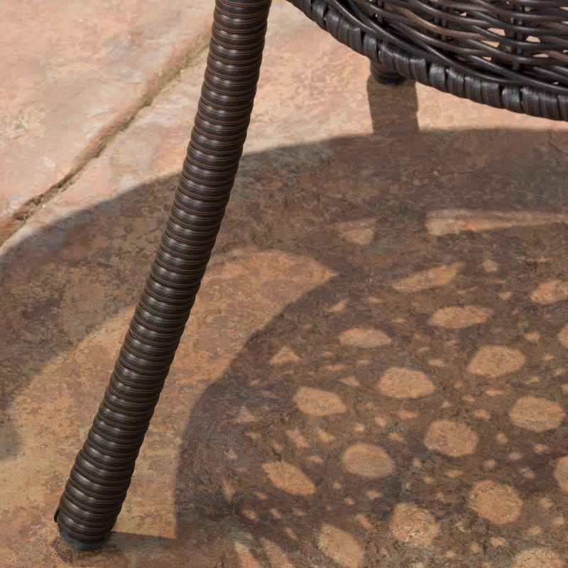 Figi Outdoor 27-inch Wicker Glass Table by Christopher Knight Home - 27.75"W x 27.75"D x 27.5"H