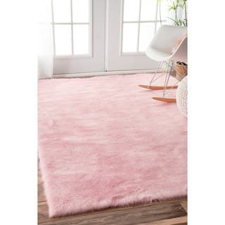 slide 1 of 1, Silver Orchid Russell Cozy Soft and Plush Faux Sheepskin Shag Kids Nursery Pink Rug (5' x 7')