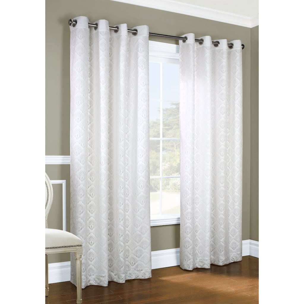 The Gray Barn Cattail Hollow Jacquard Lace Curtain Panel Pair
