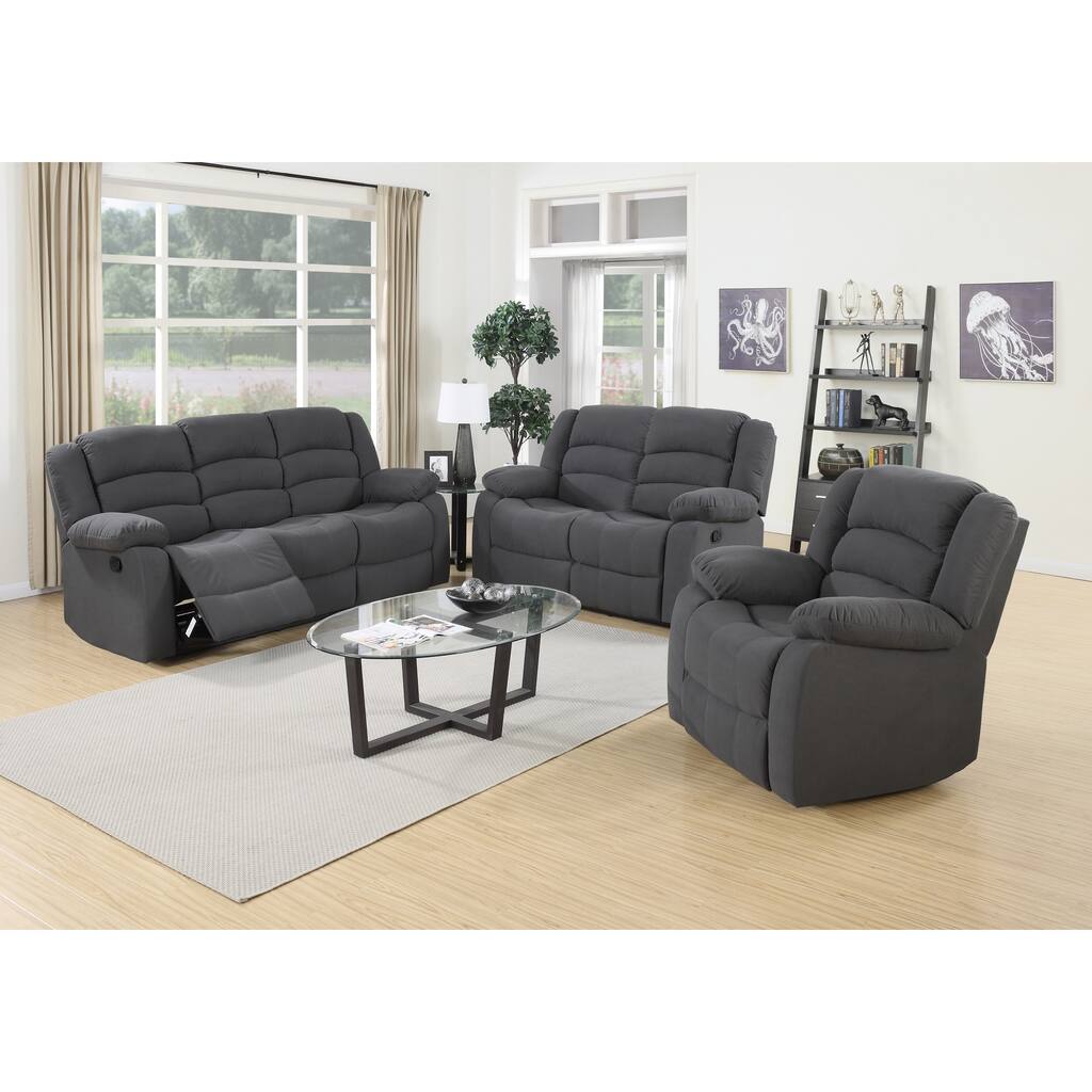 Vali Contemporary 3-piece Fabric Reclining Sofa Set