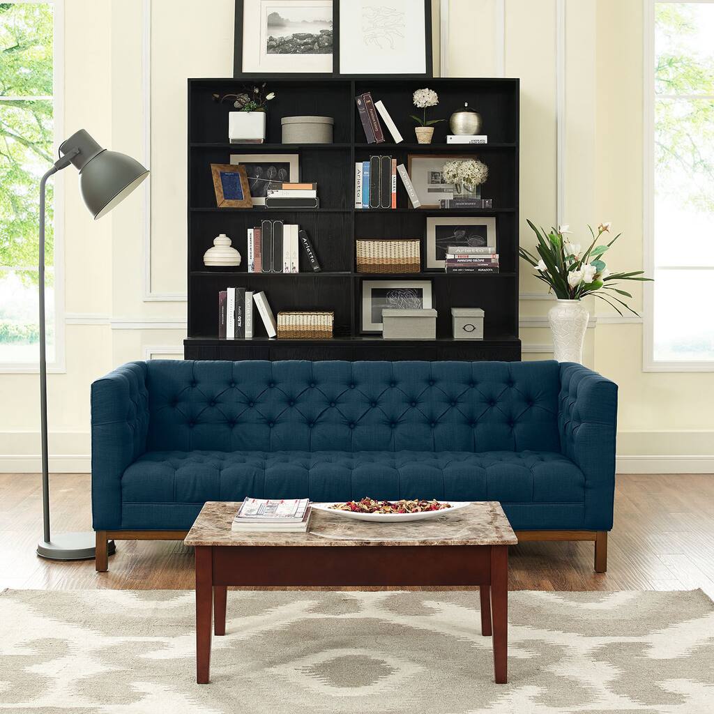 Carson Carrington Holar Tufted Fabric Sofa with Clean Lines and High Arm Rests