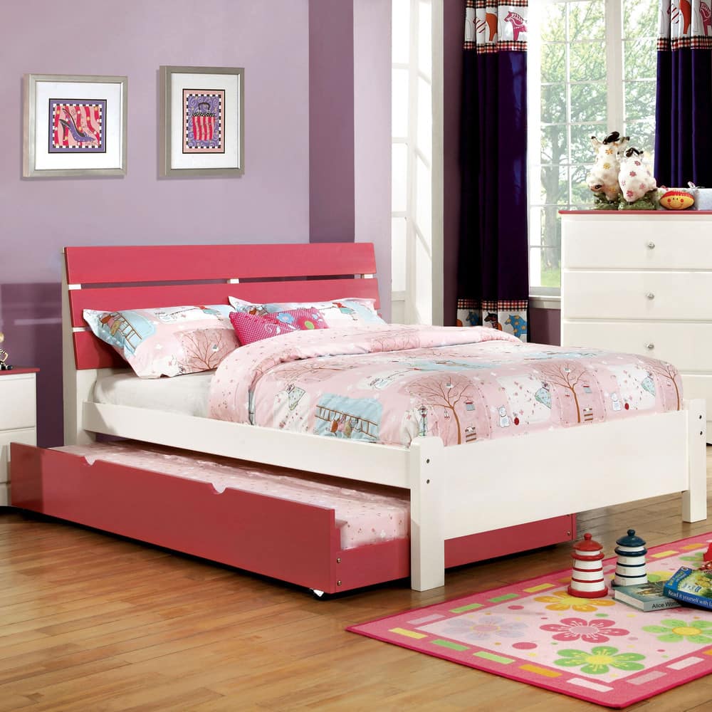 Furniture of America Piers Two-tone Pink/White Slatted Platform Bed