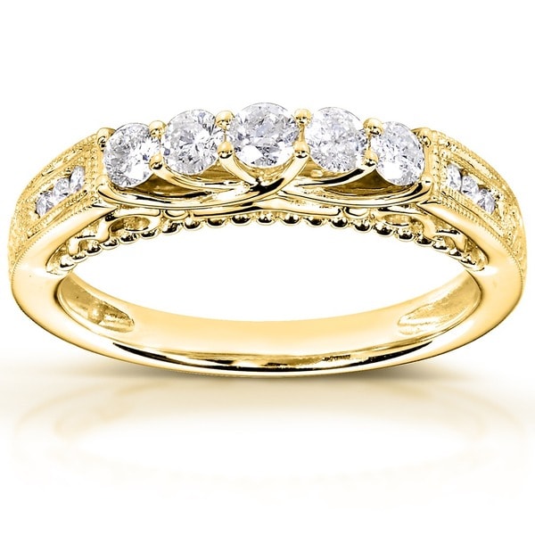 Annello by Kobelli 14k Yellow Gold 1/2ct TDW Round-cut Diamond Band