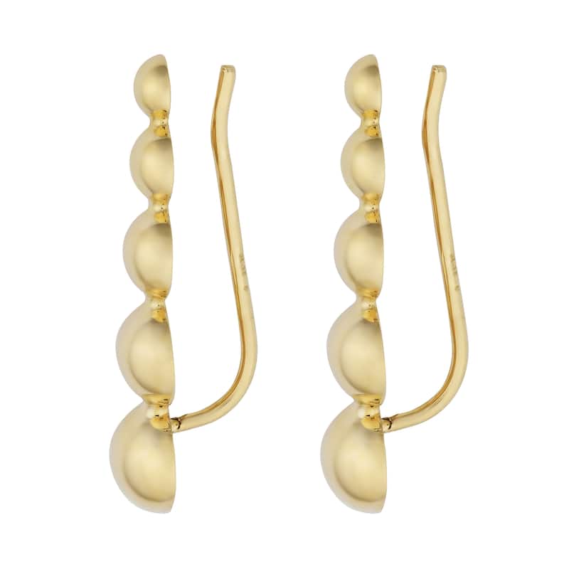 Fremada 10k Yellow Gold High Polish Graduated Beads-styled Climber Earrings