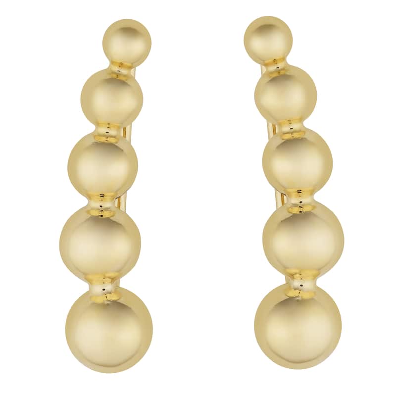 Fremada 10k Yellow Gold High Polish Graduated Beads-styled Climber Earrings