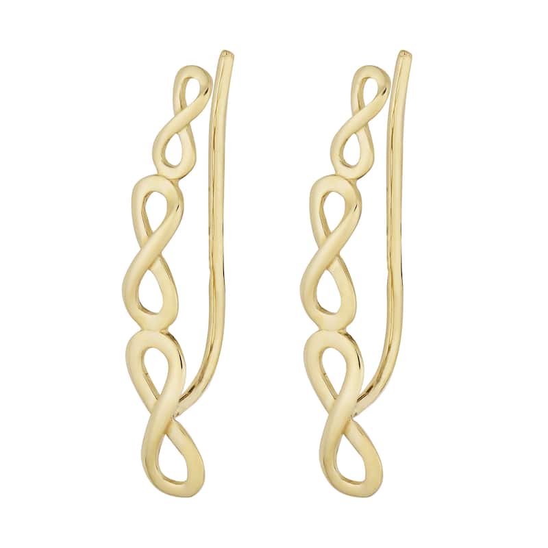 Fremada 10k Yellow Gold High Polish Graduated Infinity Climber Earrings
