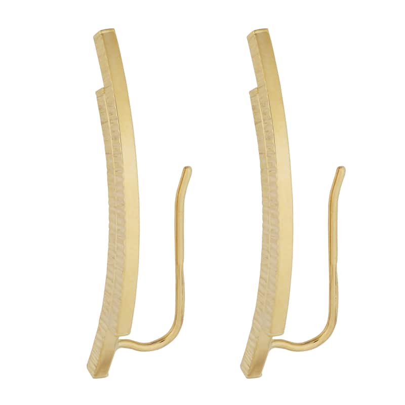 Fremada 10k Yellow Gold Diamond-cut Double Curve Climber Earrings