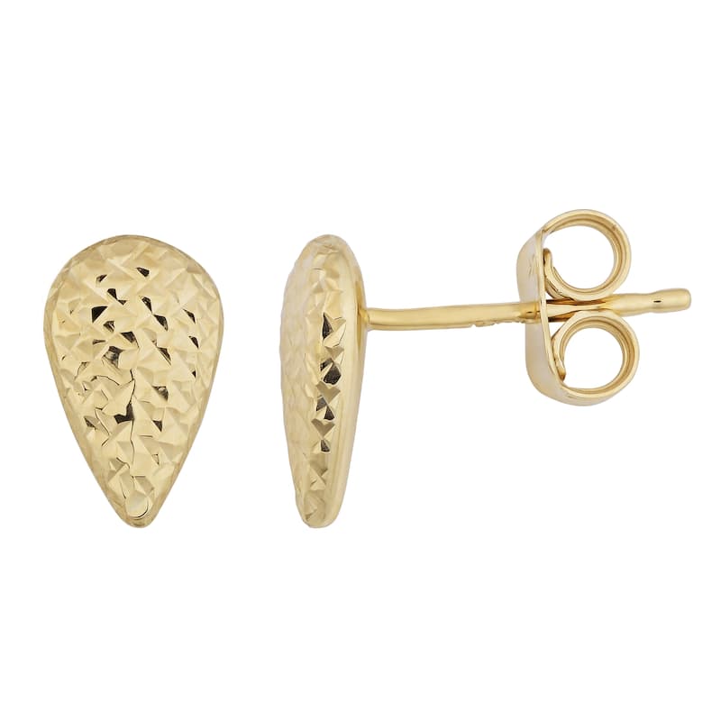 Fremada 10k Yellow Gold Diamond-cut Pear-shaped Stud Earrings