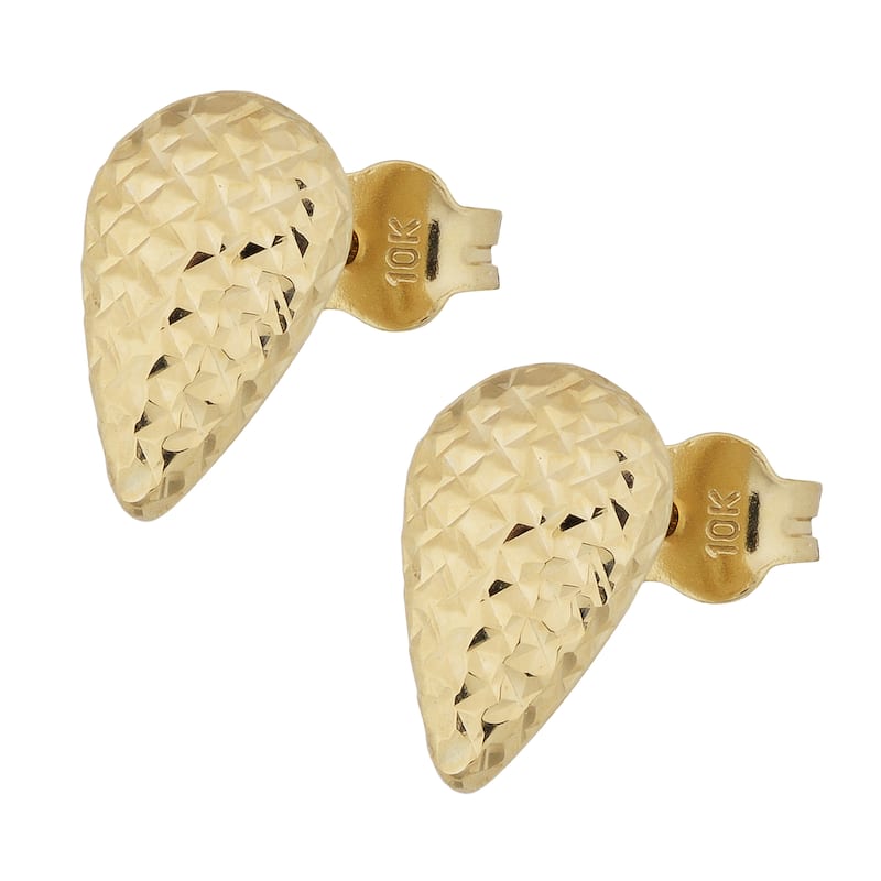 Fremada 10k Yellow Gold Diamond-cut Pear-shaped Stud Earrings