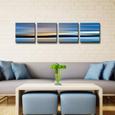 Blur Stripes XXXVIII' 4-Piece Wrapped Canvas Wall Art Set