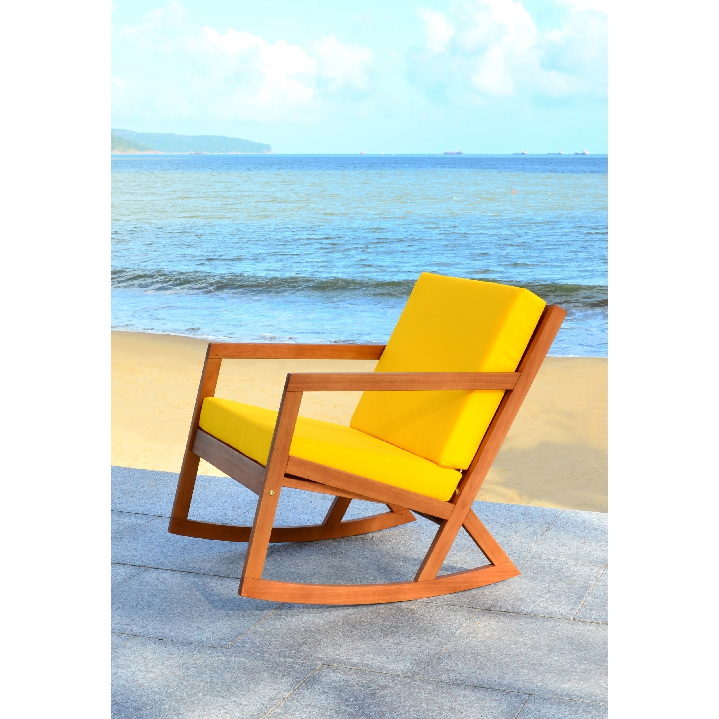 Safavieh Outdoor Living Vernon Brown Yellow Rocking Chair Safavieh Outdoor Living Vernon Brown Yellow Rocking Chair