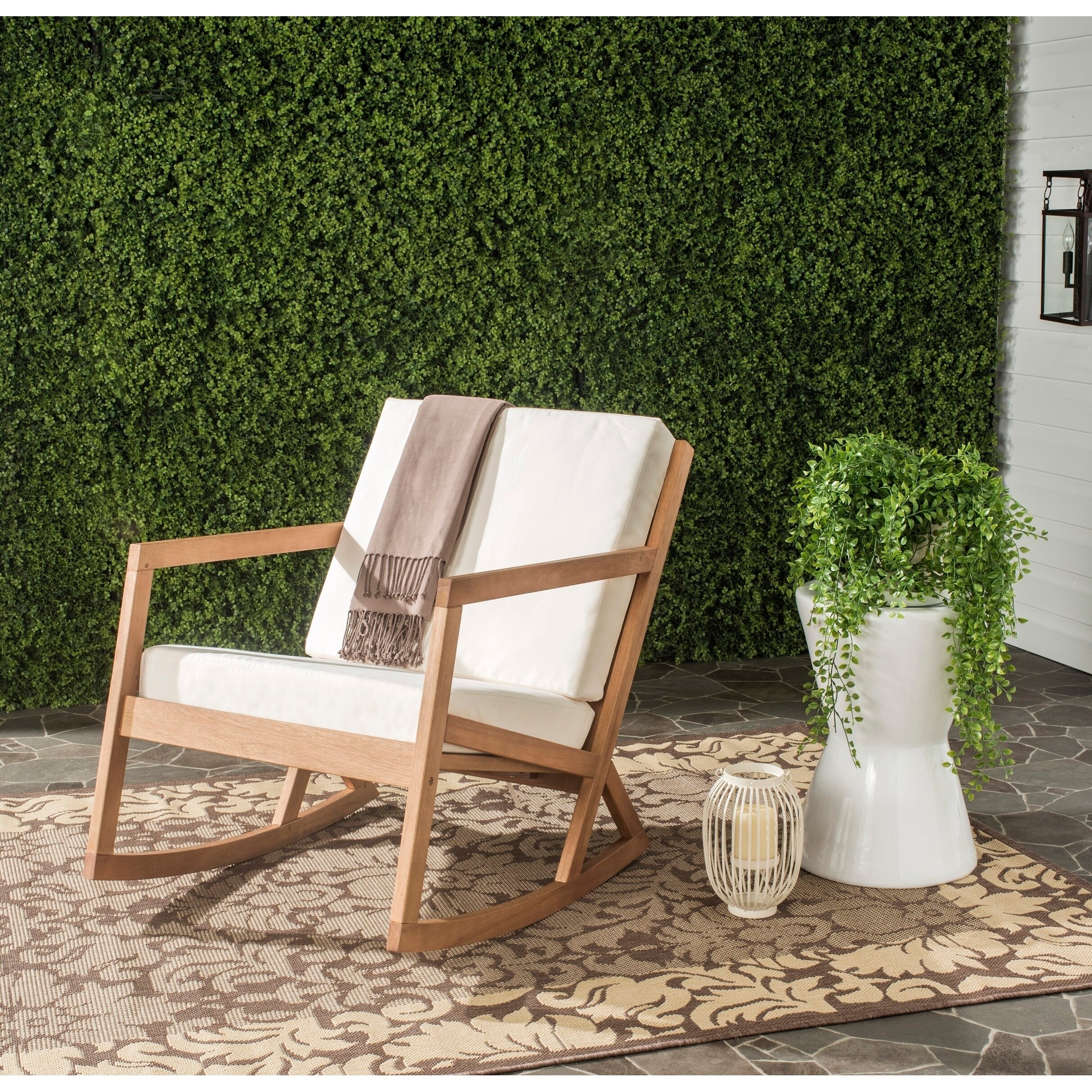 Shop Safavieh Outdoor Living Vernon Brown Beige Rocking Chair