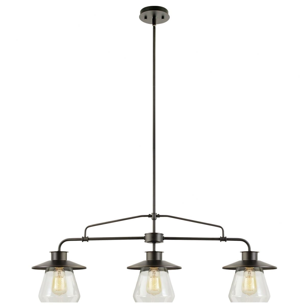 Angela 3-light Black Steel 40-inch Edison Chandelier with Bulbs (Black Steel 40-inch Edison Chandelier) - Chandeliers For Bedrooms by Overstock.com