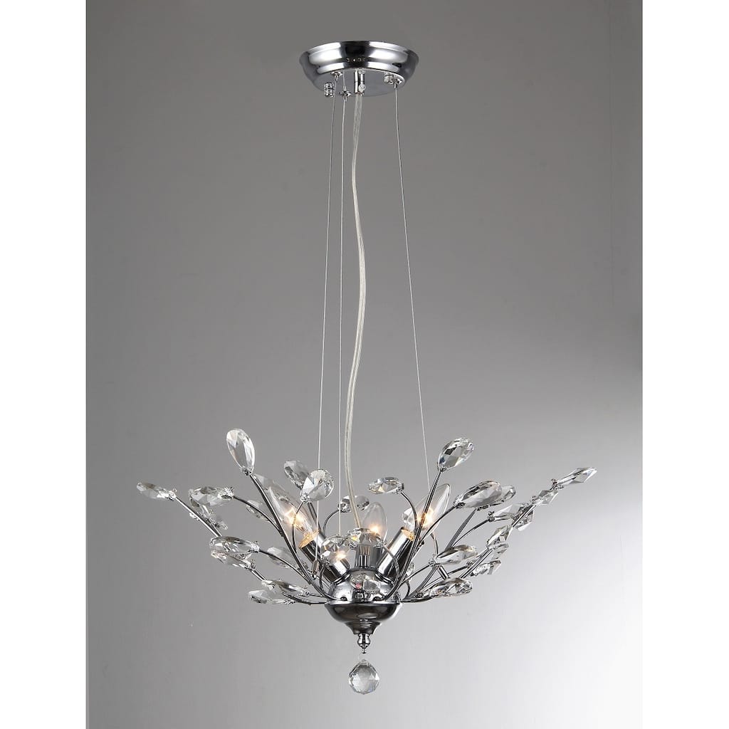 Honey 3-light Chrome 21-inch Crystal Leaves Pendant