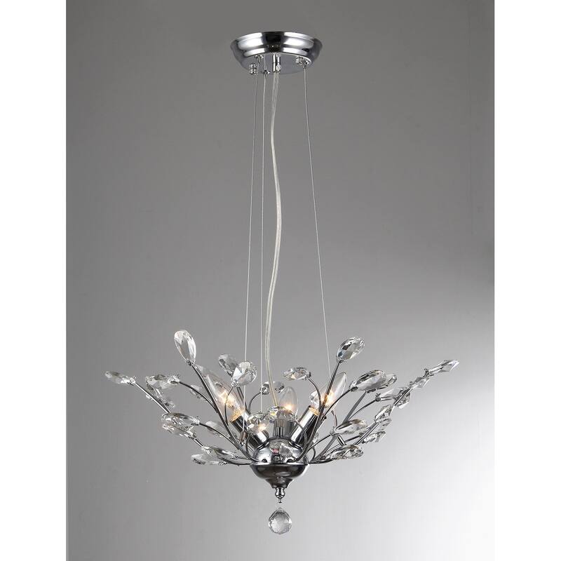 Honey 3-light Chrome 21-inch Crystal Leaves Pendant