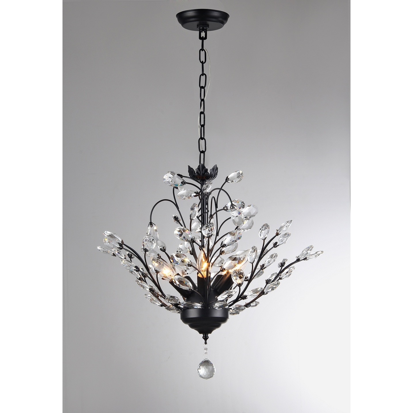 Warehouse of Tiffany Aria 5-light Black 20-inch Crystal Leaves Chandelier