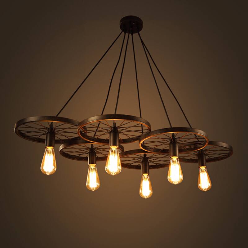 Lilian 6-light Black 41-inch Edison Chandelier with Bulbs - 5' x 24' x 44