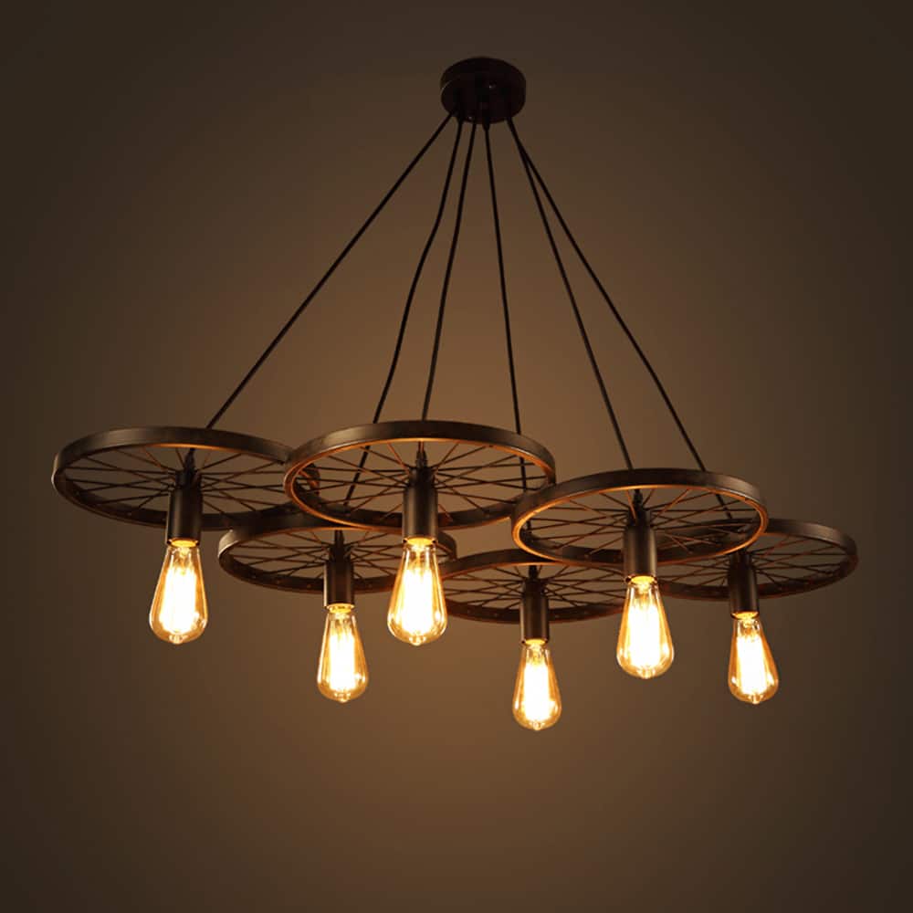 Nathaniel 6-light Black 41-inch Edison Chandelier