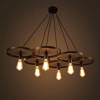 Nathaniel 6-light Black 41-inch Edison Chandelier