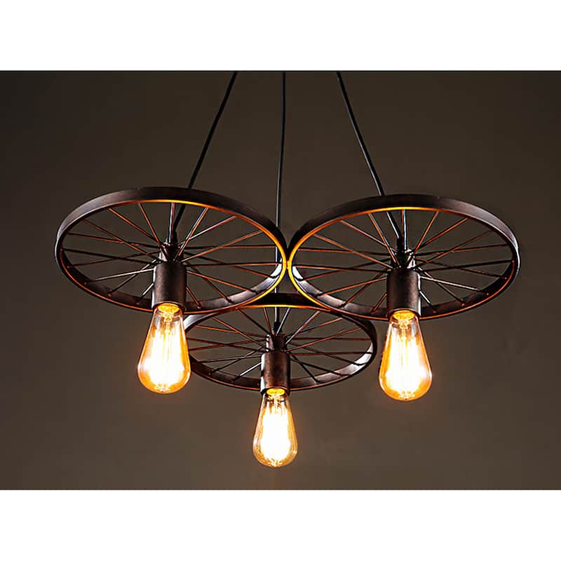 3-light Antique Bronze 20-inch Edison Chandelier - 5' x 22' x 24'