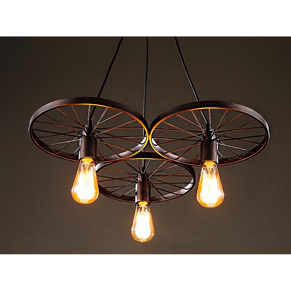 3-light Antique Bronze 20-inch Edison Chandelier - 5' x 22' x 24'