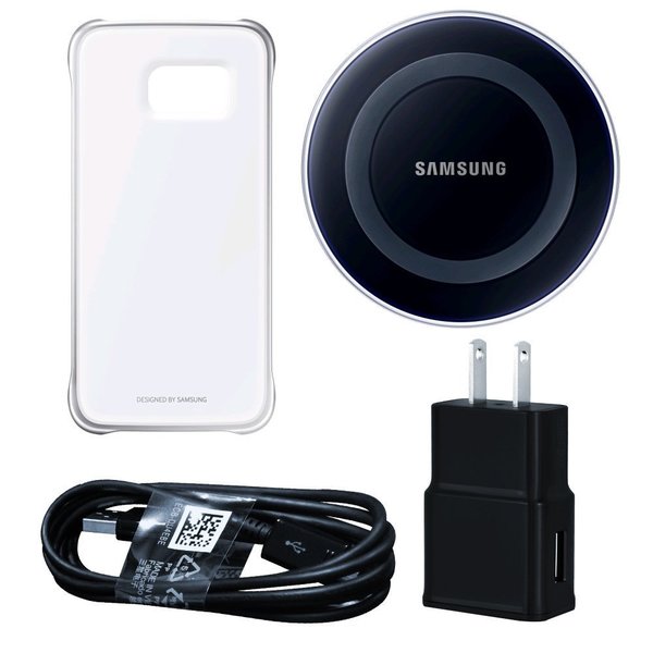 Samsung Wireless Black Charging Pad with Protective Cover for Galaxy S6 Edge in Retail Packaging