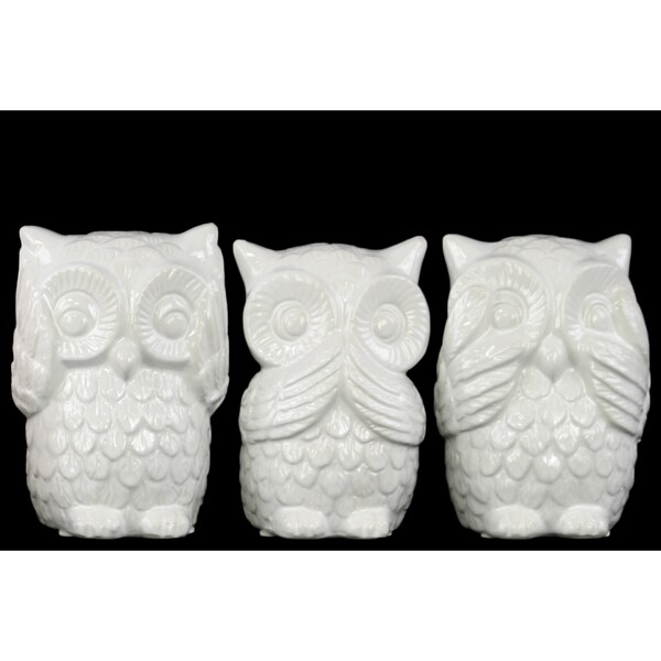 White Ceramic Owl No Evil Figurine Set Of 3 Free Shipping White Ceramic Owl No Evil Figurine Set Of 3 Free Shipping Today 11002764