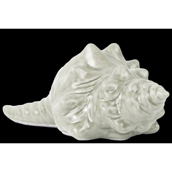 Glossy White Finish Ceramic Crown Conch Shell Figurine - Bed Bath ...