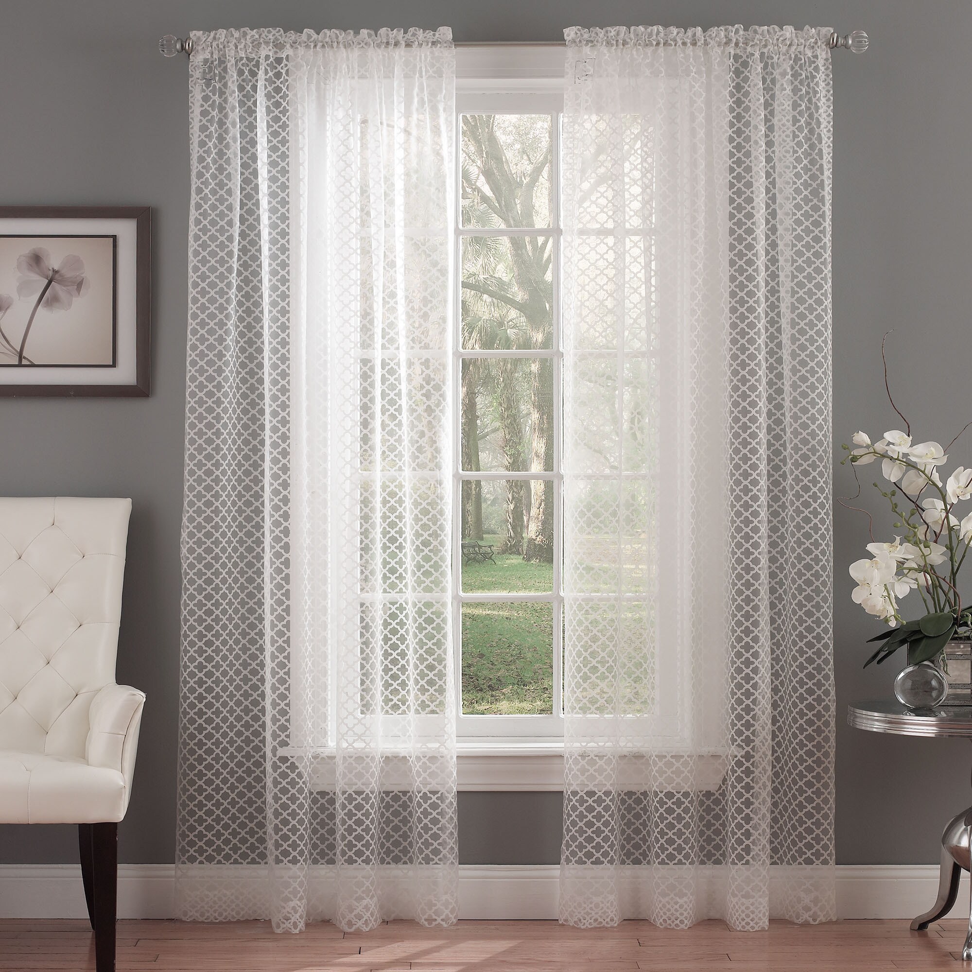 Waverly Framework Ivory Burnout Sheer Curtain Panel Free Ivory Burnout Sheer Curtain Panel
