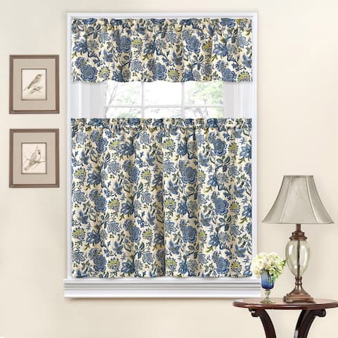Traditions by Waverly Navarra Floral Tier and Valance Set - 52X36