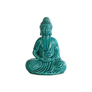 Gloss Green Urban Trends Ceramic Meditating Buddha Figurine with Rounded Ushnisha in Dhyana Mudra Gloss Green Urban Trends Ceramic Meditating Buddha Figurine with Rounded Ushnisha in Dhyana Mudra