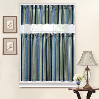 Traditions by Waverly Stripe Ensemble Tier and Valance Set - 52X36