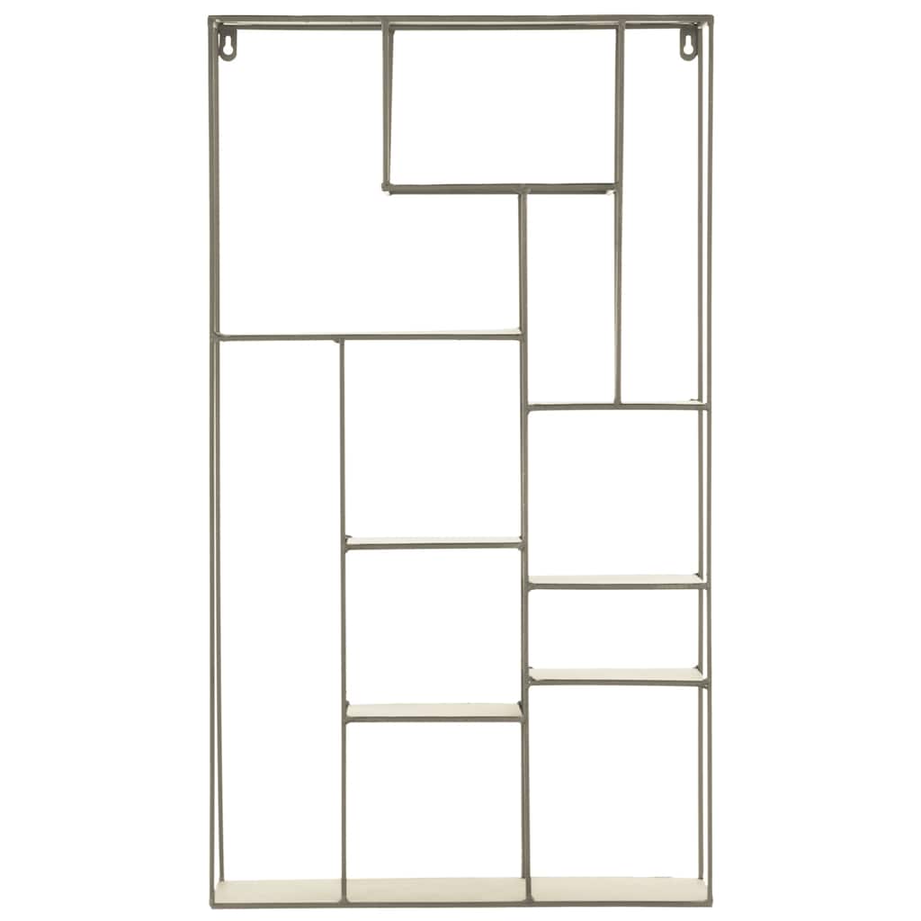 Metal Rectangular Wall Shelf with 11 Slots and Keyhole Hangers Coated Finish Champagne