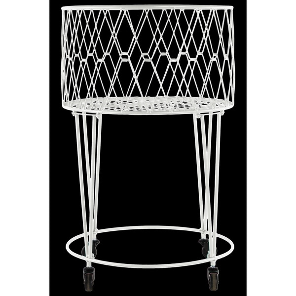 Download Shop Metal Round Gloss White Finish Laundry Basket with Diagonal Mesh Wire Design and 4 Hairpin ...