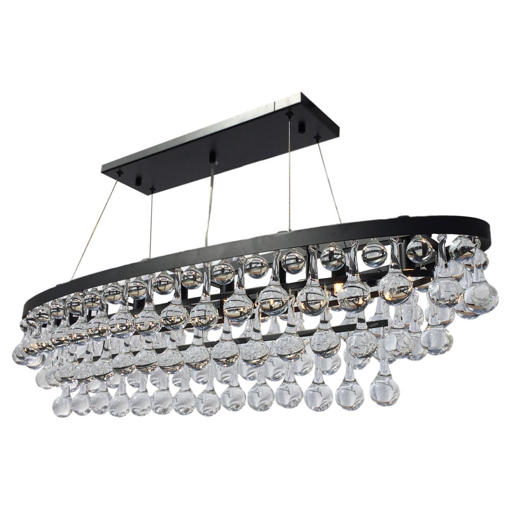 Celeste Rectangular Oval Glass Drop Crystal Chandelier, Black - N/A (Celeste Rectangular Oval Chandelier, Black) - Chandeliers For Bedrooms by Overstock.com