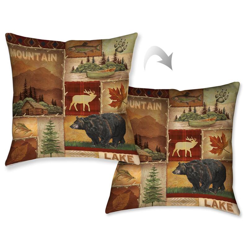 Laural Home Nature Lodge Collage I Decorative Throw Pillow 18x18
