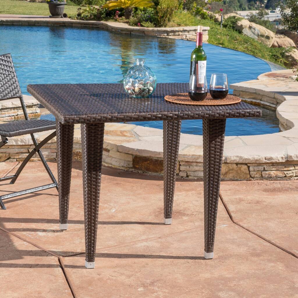 Dominica Outdoor Square Wicker Dining Table (ONLY) by Christopher Knight Home - 35.4"W x 35.4"D x 29.1"H